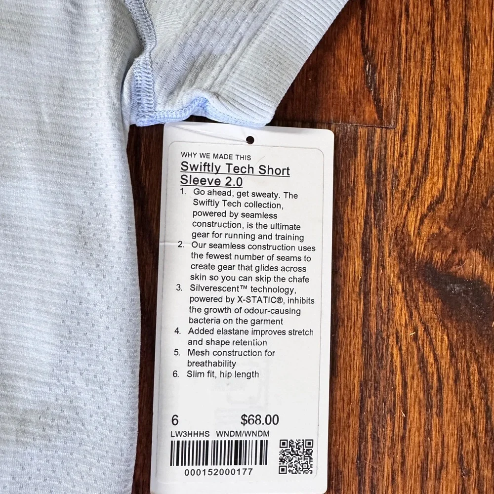 Swiftly Tech Short Sleeve 2.0 Size 6 Windmill Blue Lululemon New With Tags - Picture 2 of 3
